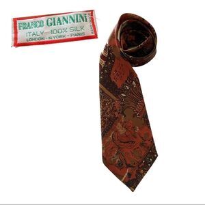 FRANCO Giannini 100% silk 4” wide necktie rust brown Italy